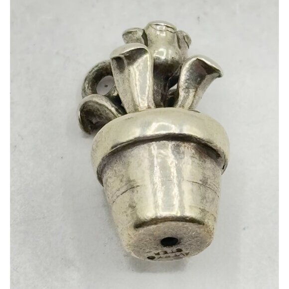 James Avery Retired 925 Sterling Silver Potted Flower Charm - Picture 2 of 6